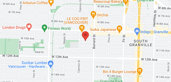 map of 1858 W 10TH AVENUE